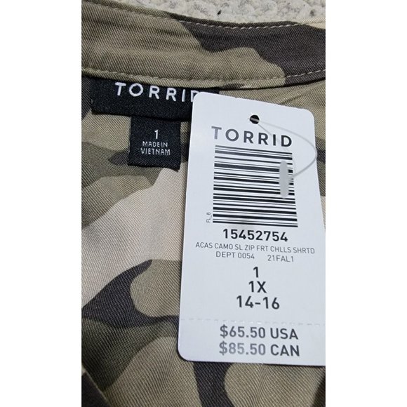Torrid Womens Camouflage Mini Challis Zip Front‎ Shirt Dress Sleeveless 1X NWT - Picture 6 of 9